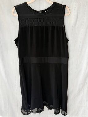 Michael Kors Black Sleeveless Mesh-Trim Dress